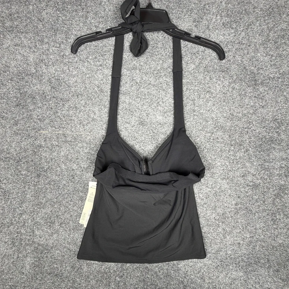 Calia Pure Black U-Bar Halter Tankini Swim Top UPF 50+ WSA15302 Womens Small